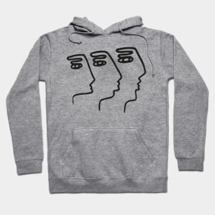 Abstract Faces Fingers Doodle One Line Art Hoodie